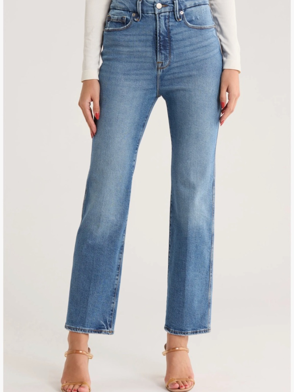 Good American Good Curve Straight Denim High Waisted Cotton Jeans Size 16